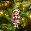 Navidad Nuevo Adorno Navideño Acrílico Plano 2D Dibujo Animado Pequeño Adorno de Árbol de Navidad Decoración Festiva