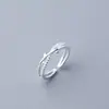 Anillo de Rama de Diamante y Brote para Mujer Anillo de Tendencia Nicho Anillo para el Extremo del Dedo Índice Anillo Abierto de Hoja Cruzada Simple y de Moda