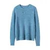 Suéter de punto 100% cachemir puro con cuello redondo para mujer, nueva colección otoño/invierno, corte holgado, engrosado para el calor, estilo pullover