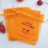 Bolsa de Regalo de Calabaza de Dibujos Animados de Halloween Bolsa de Malla Naranja con Cordón Bolsa Transparente para Empaque Navideño Bolsa para Dulces de Halloween
