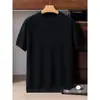 Suéter de malha gola redonda 100% caxemira pura outono e inverno, camisa base pullover de caxemira macia de cor sólida, manga curta masculina