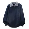 2026 Novo Suéter Pulôver Masculino de Malha Falsa Duas Peças Outono/Inverno com Gola Reversível, Tricô, Tamanho Grande, Camisa Básica Casual da Moda