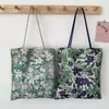 Bolsa Tote Floral Estilo Coreano 2026 para Mulheres, Bolsa de Ombro de Grande Capacidade, Bolsa de Lona Versátil para Roupas de Trabalho, Bolsa de Estudante