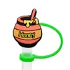 Gorra de Paja de Dibujos Animados Winnie the Pooh Transfronteriza Taza de Agua Creativa Cubierta de Popote de Silicona Tapón de Popote a Prueba de Polvo Venta al por Mayor en Stock