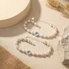 Pulsera de Plata de Ley S925 con Perla y Aguamarina para Mujer, Pulsera de Moda de Lujo Ligero de Gama Alta, Joyería Versátil de Nicho Francés al por Mayor