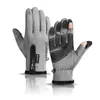 Guantes transfronterizos de otoño e invierno con tapa abatible para dos dedos sin dedos pantalla táctil cremallera pesca ciclismo deportes al aire libre forro polar a prueba de frío y cálidos