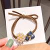 Anillo de pelo con perla coreana para niña, popular en Internet, bonito tocado con nudo, elegante, con forma de bola, para atar el pelo, goma para el pelo con tendón.