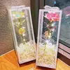 Flor Eterna Dorada Brillante Ramo de Rosas Artificiales Puesto Callejero del Parque del Mercado Nocturno Venta al por Mayor Día de San Valentín Chino Recuerdo Creativo