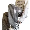 Marca de moda Ins Estilo callejero americano Frescos Pantalones casuales de pierna recta Otoño e Invierno Hombres Holgados Tallas grandes Pantalones de pierna ancha Cintura alta Pantalones largos