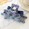 Nuevo Clip para el Cabello de Tela a Cuadros con Lazo de Mezclilla Azul Profundo Estilo Coreano Clip de Tiburón de Moda para la Parte Posterior de la Cabeza Accesorio para el Cabello para Mujeres