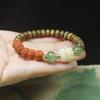 Cuentas de Ábaco de Sándalo Verde con Pulseras de Rudraksha, Flores de Madera, Pulseras de Estilo Chino, Joyería para Hombre y Mujer, Cuentas Budistas, Cuentas de Rosario