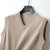 Chaleco 100% Lana Pura Moda Masculina Elegante Otoño e Invierno Color Sólido Sin Mangas Suéter Chaleco de Cachemira Chaleco Suéter de Trabajo