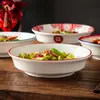 Cuenco Cerámico Estilo Hunan para Saltear, Plato Auspicioso y Deseoso para Saltear, Utensilios de Cocina, Cuenco Bajo Estilo Jiangxi, Uso Comercial