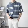 Estoque de Fábrica Cor Color Block Old School Americano Peso Pesado Slim Fit Hip Hop Dança de Rua Manga Curta Acima do Cotovelo Solta Camisa Polo