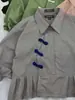 Nueva Chaqueta Camisa de Botones Estilo Chino para Mujer, Estilo Corto con Dobladillo Fruncido y Mangas de Linterna, Diseño Único, Top Estilo Nacional
