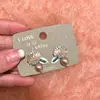 Pendientes de Piedra Natural Estilo Bosque, Nácar, Elefante Pequeño y Gato, Pendientes Vintage Hechos a Mano de Nicho con Aguja de Plata para Mujer