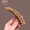 Pinza de Plátano de Gama Alta con Incrustaciones de Perlas y Diamantes para Mujer, Nuevo Pasador de Moda para Peinados Recogidos en la Parte Trasera de la Cabeza, Pinza Giratoria Versátil, Pinza Larga