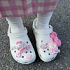 Dibujos animados transfronterizos hola kt zapato flor zapatos con agujeros accesorios diy lazo de felpa rosa ajuste zapatos con agujeros flor de zapato