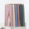 Nuevos Pantalones de Dormir Elásticos Finos de Modal Peinado para Primavera y Otoño, Pantalones Casuales, Leggings de Cintura Alta, Pantalones Térmicos Ajustados para Mujer
