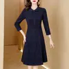 Vestido Retro de Manga Larga de Alta Calidad, Aspecto Juvenil, Nuevo para Otoño e Invierno, Ajustado, Tallas Grandes para Mamás
