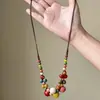 Collar de Cerámica con Cuentas Estilo Étnico de Moda Gargantilla Bohemia Collar Colorido de Piedra Triturada Diseño de Nicho para Mujer