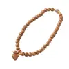 Pulsera de Pulsera de Oración Budista Vintage de Seis Caminos de Cuero de Grano Completo de Ocho Milímetros con Colgante de Loto Hecha a Mano Original