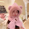 Oso de Peluche Protector de Orejas de Invierno Versátil Lindo Sombrero Bufanda Calentador de Cuello con Capucha Ciclismo Integrado Engrosado