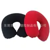 Suministro de fábrica almohada inflable de flocado para ocio almohada de flor de PVC almohada en forma de U de viaje entrega de una sola pieza
