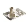 Paja de trigo familia estudiante japonés comedor compartimento plato juego plato tazón palillos Taza plato fabricantes al por mayor