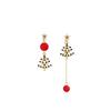 Brincos de Franja Assimétricos Estrela de Natal Sorridente Agulha de Prata Luxo Leve de Alta Qualidade Brincos Vazados de Árvore de Natal para Mulheres