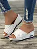 Sandalias de Verano Nuevo Estilo Moda Europea y Americana de Cuña Boca de Pez Casual Talla Grande para Mujer de Una Tira para Mujer