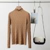 Outono e Inverno 2024 Nova Moda Elegante Gola Média Alta Suéter Interno Base Tricô Top para Mulheres