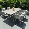 Mesas y sillas de exterior para villas con patio, mesas y sillas de cuerda tejida, muebles de jardín de exterior, impermeables y resistentes al sol, mesas y sillas de balcón de ocio nórdico