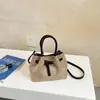 Bolsa de Veludo Camurçado Feminina 2026 Nova Tendência Outono Trabalho Pequena Versátil para o Dia a Dia Ombro Único Transversal Saco de Balde