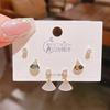 Verano nuevo chapado en oro real exquisitos tres pares de aretes pequeños de alto sentido pequeños frescos dulces aretes de temperamento combinables