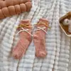 Meias Grossas Estilo Princesa Doce para Mulheres Outono e Inverno Fofas Meias de Pelúcia para Dormir Meias Quentes de Coral Fleece para Casa