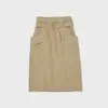 Sumei Hui 2026 Primavera/Verão Novo Estilo Coreano Saia Midi com Cinto e Bolsos Duplos Cintura Alta Estruturada Saia de Algodão Puro