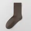 Calcetines Zhuji para Hombre Otoño e Invierno Espesados Calientes de Cachemira Color Sólido Calcetines de Negocios para Hombre Absorbentes de Sudor Transpirables de Media Pantorrilla