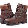 Botines Cálidos Cortos de Comercio Exterior Europeo y Americano para Mujer de Otoño e Invierno, con Cremallera Lateral, Botas Martin Planas con Hebilla de Cinturón, Zapatos para Mujer de Talla Grande