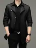 Cortavientos nuevo para hombre de primavera y otoño transfronterizo, top casual de negocios de longitud media para hombre, chaqueta con cuello de traje, top de papá