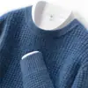 Tejido de Punto Redondo 100% Cachemir Puro con Patrón de Waffle para Hombre, Tejido Básico Ligero para Negocios Casual, Suministro de Fábrica