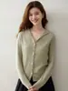 Estilo suave cachemira cuello en V estilo coreano cárdigan para mujer suéter tejido manga larga simple casual versátil suéter abrigo