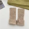 Otoño e Invierno Corea del Sur Guantes de Medio Dedo que Contienen Lana Color Sólido Tejidos Cálidos Guantes de Muñeca Guantes Táctiles para Estudiantes