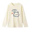 Camiseta Branca de Algodão Puro Manga Longa Tamanho Grande Solta para Mulheres Novo Estilo Camisa para Camadas Internas Top Tendência para Camadas