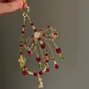 Pingente de Celular com Miçangas de Cristal Coração Vermelho Chaveiro com Laço e Franja Moda Pingente de Bolsa Presente de Natal