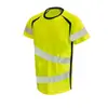 Camisa polo reflectante de verano de secado rápido, transpirable, con bloques de color, estampado reflectante personalizado, tejido de ojo de pájaro, para construcción industrial