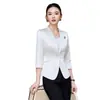 Estilo Novo Primavera e Outono Elegante Blazer de Cetim Acetato Acinturado de Alta Qualidade Sem Gola para Mulheres, Ol Top Cor de Café com Manga Três Quartos