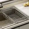Nuevo fregadero de cocina con cesta de drenaje, escurreplatos ajustable y cesta de almacenamiento multifuncional de acero inoxidable