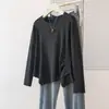 Camiseta de Veludo Manga Longa Plus Size para Mulheres 100kg Menina Gorda Outono e Inverno Novo Design Barra Assimétrica Roupa de Baixo 9064