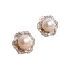 Pendientes de perlas de imitación de comercio exterior transfronterizo de Cao Shi, nuevos pendientes franceses de lujo de alta gama con luz explosiva para mujer, pendientes exquisitos